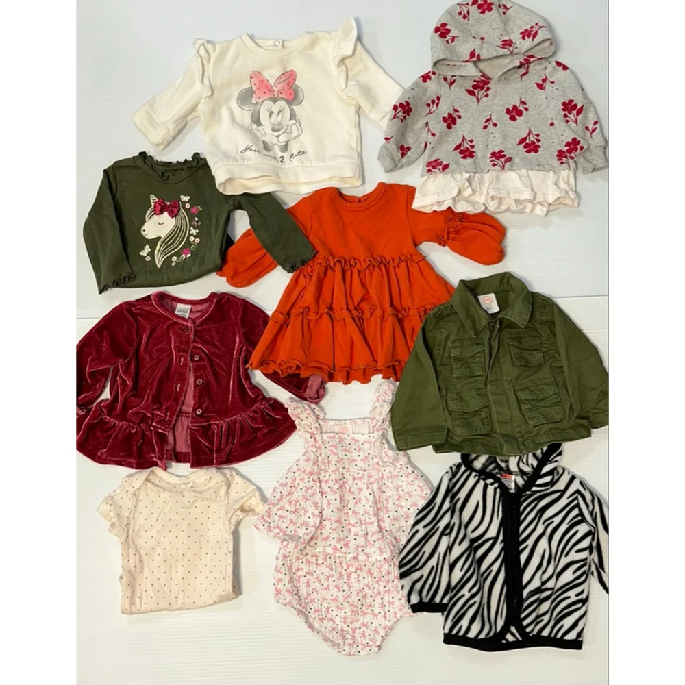 Lot of 10 Items Baby Girl Mixed Brands Bundle 0-3 Months Multi-color